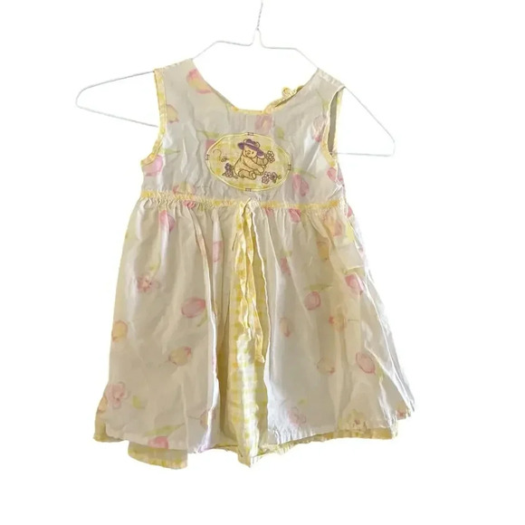 The Disney Store Yellow Floral Embroidered Bear Flare Dress Size 4T - Picture 1 of 5